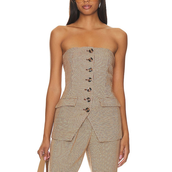 Favorite Daughter 'Phoebe' Brown Polyester Bustier Top Size 2 - NWT - Picture 1 of 5